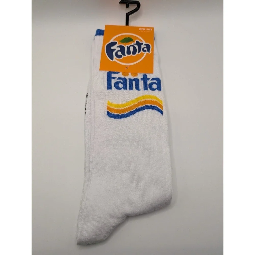 Fanta Tri Color Stripe Socks One Size Men's US Size 7-12 White Crew NWT